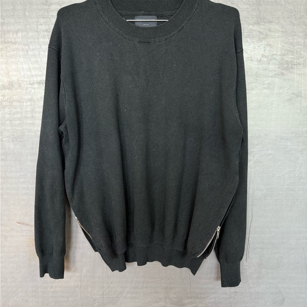 Modern Citizen Black Crewneck Sweater with Zipper Details
